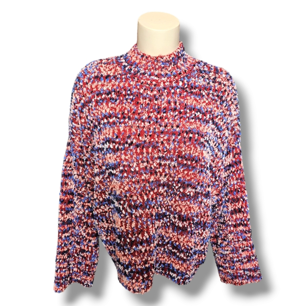 Andrew Marc New York Textured Confetti Knit Mock Neck Sweater. Medium